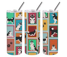 Load image into Gallery viewer, Lots of Siberian Husky Stainless Steel 20 oz Skinny Tumbler