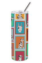 Load image into Gallery viewer, Lots of Harlequin Natural Ears Great Dane Stainless Steel 20 oz Skinny Tumbler