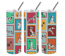Load image into Gallery viewer, Lots of Harlequin Natural Ears Great Dane Stainless Steel 20 oz Skinny Tumbler
