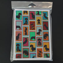 Load image into Gallery viewer, Lots of Black and Tan Dachshund Greeting Cards -  Blank Note Cards – 8-Pack of Artist-Designed Cards with Envelopes