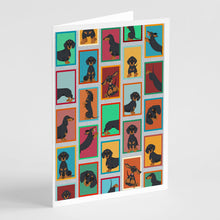 Load image into Gallery viewer, Lots of Black and Tan Dachshund Greeting Cards -  Blank Note Cards – 8-Pack of Artist-Designed Cards with Envelopes
