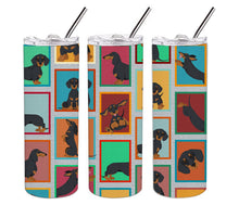 Load image into Gallery viewer, Lots of Black and Tan Dachshund Stainless Steel 20 oz Skinny Tumbler
