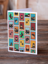 Load image into Gallery viewer, Lots of Black and Tan Pomeranian Greeting Cards -  Blank Note Cards – 8-Pack of Artist-Designed Cards with Envelopes