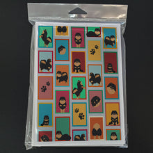 Load image into Gallery viewer, Lots of Black and Tan Pomeranian Greeting Cards -  Blank Note Cards – 8-Pack of Artist-Designed Cards with Envelopes