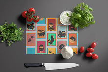 Load image into Gallery viewer, Lots of Black and Tan Pomeranian Glass Cutting Boards – Durable, Decorative Kitchen Art Large