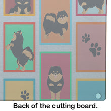 Load image into Gallery viewer, Lots of Black and Tan Pomeranian Glass Cutting Boards – Durable, Decorative Kitchen Art Large