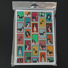 Load image into Gallery viewer, Lots of Black and White English Springer Spaniel Greeting Cards -  Blank Note Cards – 8-Pack of Artist-Designed Cards with Envelopes