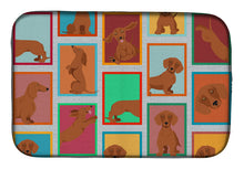 Load image into Gallery viewer, Lots of Red Dachshund Dish Drying Mat