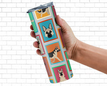 Load image into Gallery viewer, Lots of Black and Silver German Shepherd Stainless Steel 20 oz Skinny Tumbler