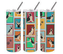 Load image into Gallery viewer, Lots of Black and Silver German Shepherd Stainless Steel 20 oz Skinny Tumbler