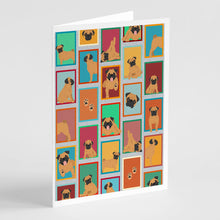 Load image into Gallery viewer, Lots of Apricot Pug Greeting Cards -  Blank Note Cards – 8-Pack of Artist-Designed Cards with Envelopes