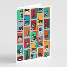 Load image into Gallery viewer, Lots of Black and Silver Schnauzer Greeting Cards -  Blank Note Cards – 8-Pack of Artist-Designed Cards with Envelopes