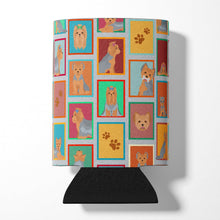 Load image into Gallery viewer, Lots of Blue and Tan Yorkie Can or Bottle Hugger