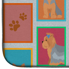 Load image into Gallery viewer, Lots of Blue and Tan Yorkie Dish Drying Mat