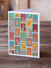 Load image into Gallery viewer, Lots of Blue and Tan Yorkie Greeting Cards -  Blank Note Cards – 8-Pack of Artist-Designed Cards with Envelopes