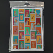 Load image into Gallery viewer, Lots of Blue and Tan Yorkie Greeting Cards -  Blank Note Cards – 8-Pack of Artist-Designed Cards with Envelopes
