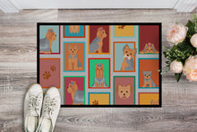 Load image into Gallery viewer, Lots of Blue and Tan Yorkie Doormat - 24x36 Decorative Floor Mat – Indoor/Outdoor Rug with Artistic Flair