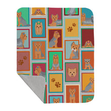Load image into Gallery viewer, Lots of Blue and Tan Yorkie Quilted Blanket 50x60
