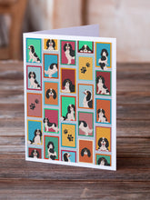 Load image into Gallery viewer, Lots of Tricolor Cavalier Spaniel Greeting Cards -  Blank Note Cards – 8-Pack of Artist-Designed Cards with Envelopes