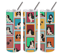 Load image into Gallery viewer, Lots of Tricolor Cavalier Spaniel Stainless Steel 20 oz Skinny Tumbler