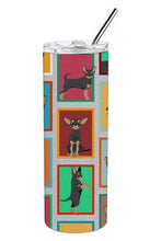 Load image into Gallery viewer, Lots of Black and Tan Chihuahua Stainless Steel 20 oz Skinny Tumbler