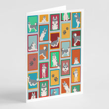 Load image into Gallery viewer, Lots of Grey Siberian Husky Greeting Cards -  Blank Note Cards – 8-Pack of Artist-Designed Cards with Envelopes