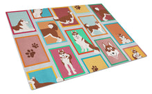 Load image into Gallery viewer, Lots of Red Siberian Husky Glass Cutting Boards – Durable, Decorative Kitchen Art Large