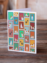 Load image into Gallery viewer, Lots of Red and White Jack Russell Terrier Greeting Cards -  Blank Note Cards – 8-Pack of Artist-Designed Cards with Envelopes