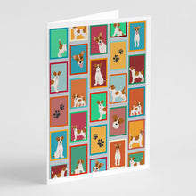 Load image into Gallery viewer, Lots of Red and White Jack Russell Terrier Greeting Cards -  Blank Note Cards – 8-Pack of Artist-Designed Cards with Envelopes