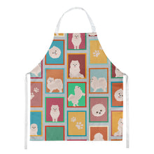 Load image into Gallery viewer, Lots of White Pomeranian Apron – Artist-Designed Kitchen, BBQ &amp; Craft Apron