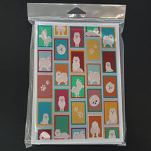 Load image into Gallery viewer, Lots of White Pomeranian Greeting Cards -  Blank Note Cards – 8-Pack of Artist-Designed Cards with Envelopes