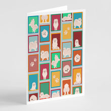 Load image into Gallery viewer, Lots of White Pomeranian Greeting Cards -  Blank Note Cards – 8-Pack of Artist-Designed Cards with Envelopes