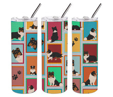 Load image into Gallery viewer, Lots of Tricolor Sheltie Stainless Steel 20 oz Skinny Tumbler