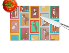 Load image into Gallery viewer, Lots of Flashy Fawn Boxer Glass Cutting Boards – Durable, Decorative Kitchen Art Large