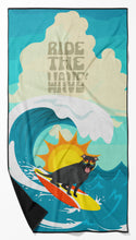 Load image into Gallery viewer, Surfer Dog Black Pit Bull Terrier Beach Towel – Premium Towel Large, Colorful, and Ultra-Soft for Pool or Beach