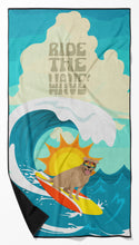 Load image into Gallery viewer, Surfer Dog Tan Pit Bull Terrier Beach Towel – Premium Towel Large, Colorful, and Ultra-Soft for Pool or Beach
