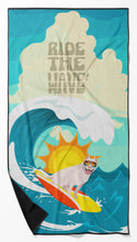 Load image into Gallery viewer, Surfer Dog White Pit Bull Terrier Beach Towel – Premium Towel Large, Colorful, and Ultra-Soft for Pool or Beach