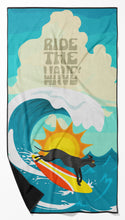 Load image into Gallery viewer, Surfer Dog Black Great Dane Beach Towel – Premium Towel Large, Colorful, and Ultra-Soft for Pool or Beach
