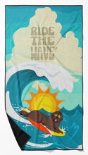 Load image into Gallery viewer, Surfer Dog Brown Newfoundland Beach Towel – Premium Towel Large, Colorful, and Ultra-Soft for Pool or Beach