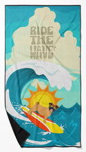 Load image into Gallery viewer, Surfer Dog Apricot Pug Beach Towel – Premium Towel Large, Colorful, and Ultra-Soft for Pool or Beach