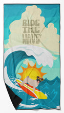 Load image into Gallery viewer, Surfer Dog Fawn Pug Beach Towel – Premium Towel Large, Colorful, and Ultra-Soft for Pool or Beach