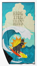 Load image into Gallery viewer, Surfer Dog Black Schnauzer Beach Towel – Premium Towel Large, Colorful, and Ultra-Soft for Pool or Beach