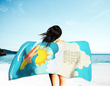 Load image into Gallery viewer, Surfer Dog Gold White Longhair Chihuahua Beach Towel – Premium Towel Large, Colorful, and Ultra-Soft for Pool or Beach