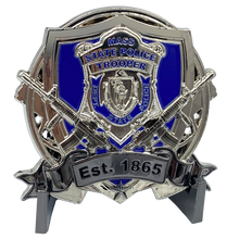 Load image into Gallery viewer, BL17-016 MSP Big Medallion Massachusetts State Police Trooper Large Challenge Coin with M&amp;P Smith &amp; Wesson S&amp;W