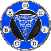 Load image into Gallery viewer, GL4-010 Massachusetts State Police MSP Trooper First in the Nation Challenge Coin Mass Troop A H B C D F HQ
