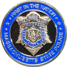 Load image into Gallery viewer, GL4-010 Massachusetts State Police MSP Trooper First in the Nation Challenge Coin Mass Troop A H B C D F HQ