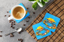 Load image into Gallery viewer, Crab Baby Blue Coasters - Set of 4 Lightweight Foam, Absorbent Drink Coasters