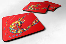 Load image into Gallery viewer, Shrimp Backwards Then Forwards Coasters - Set of 4 Lightweight Foam, Absorbent Drink Coasters
