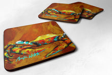 Load image into Gallery viewer, Crab Carmel Coated Coasters - Set of 4 Lightweight Foam, Absorbent Drink Coasters