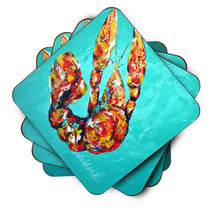 Load image into Gallery viewer, Crawfish Electric Claw Aqua Green Coasters - Set of 4 Lightweight Foam, Absorbent Drink Coasters